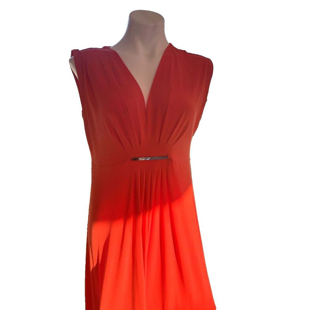 Michael Kors Cherry Tomato Red Dress Womens L Sleeveless V Neck Empire Waist - Picture 10 of 16